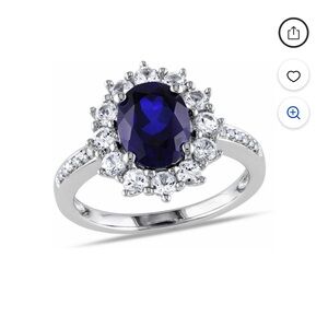 Blue and White Sapphire Ring (new with box)